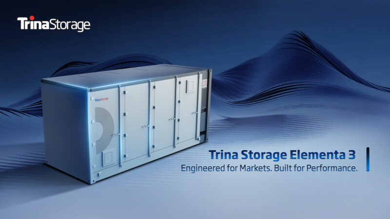 In blau mit Verläufen gestaltetes Foto des Speichersystems Elementa 3.