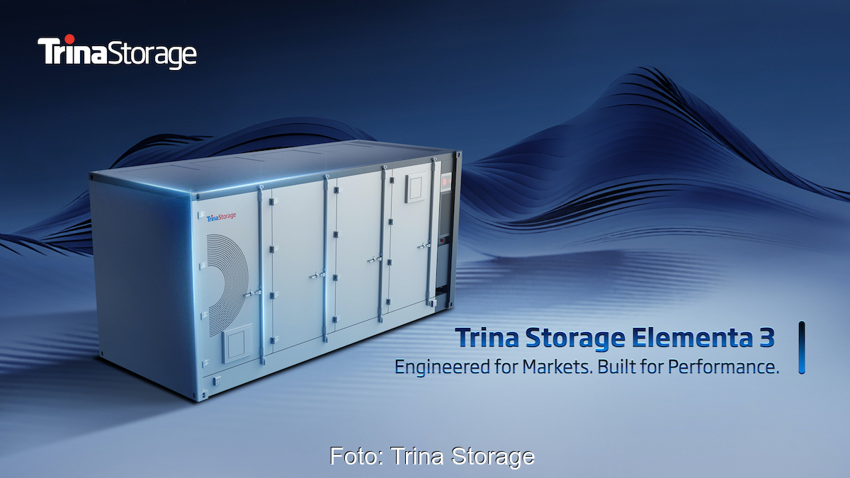 In blau mit Verläufen gestaltetes Foto des Speichersystems Elementa 3.