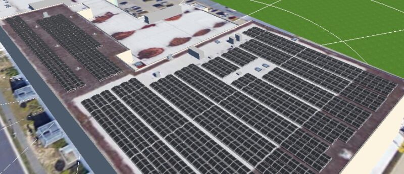 Zu sehen ist eine Animation der geplanten größten PV-Eigenverbrauchsanlage in Hannover.