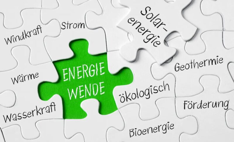 Ein Puzzle mit einem Teil mit der Aufschrift Energiewende als Symbol für die Energiewende im Koalitionsvertrag.