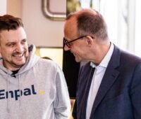 Im Bild Enpal-CEO Mario Kohle und Kanzler Merz, Initiative „Made for Germany“ will Wirtschaftsstandort Deutschland stärken.
