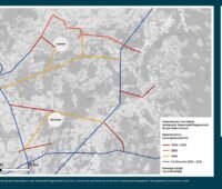 Im Bild eine Karten, die das geplante Wasserstoff-Regionalnetz Rh2ein-Main Connect zeigt.