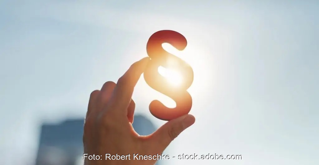 Zu sehen ist ein Paragrafen-Zeichen, das in die Sonne gehalten wird als Symbol für den Entwurf des Steuerbare-Verbrauchseinrichtungen-Gesetz.
