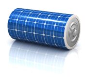 Im Bild eine handelsübliche Batterie mit PV-Bedeckung als Symbol für das Solarspeichermodul der FAU.