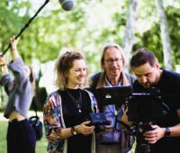 Carl-A. Fechner und Johanna Jaurich am Filmset