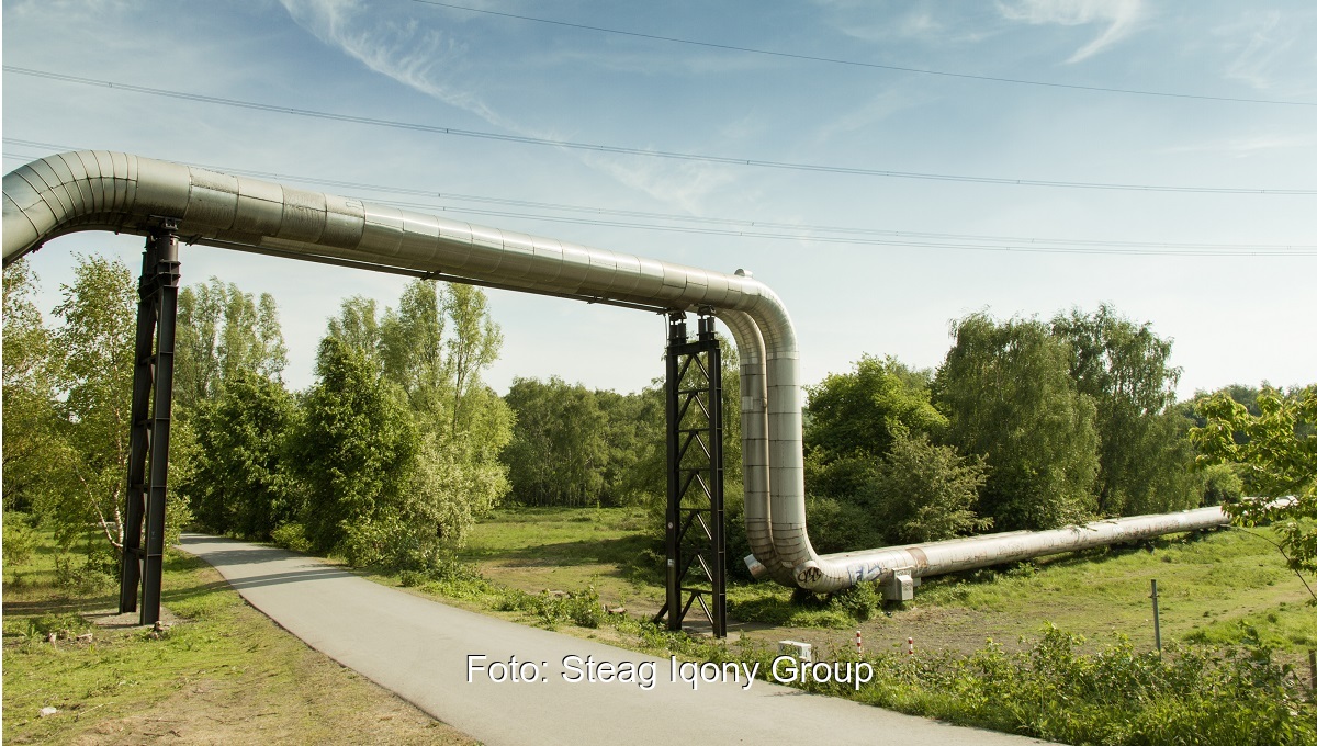 Zu sehen sind Fernwärmeleitungen, Iqony Wärme ist nun eine der drei Fernwärme-Einheiten der Steag Iqony Group.