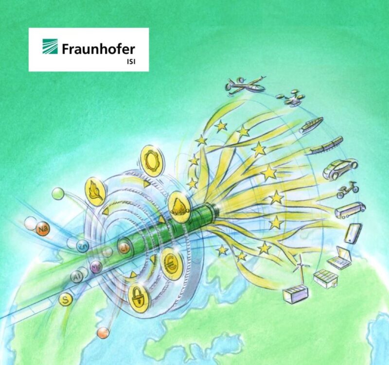 Zeichnung des Umschlag der Roadmap mit Globus und Batterien.