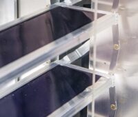 Zu sehen sind die Lamellen der Solarthermie-Jalousie.