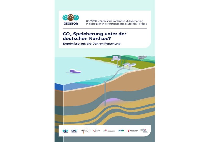 Im Bild das Cover des Zwischenberichtes CO2-Speicherung unter der deutschen Nordsee von Geostor.