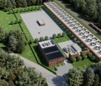 Luftbild einer Geothermieanlage.