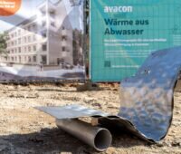 Der Abwasserwärmetauscher der das Abwasser im Kanal als Wärmequelle nutzt.