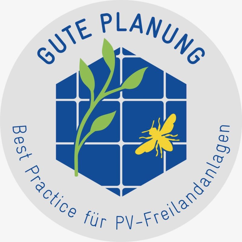 Logo des Gute-Planung-kennzeichens für Photovoltaik-Freiflächenanlagen