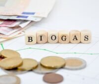 Würfel mit Aufschrift Biogas und Geld, das Strommengenmodell für Biogasanlagen soll die EEG-Vergütung regeln.