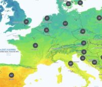 Zu sehen ist eine Europakarte mit Erdgaspreisen.