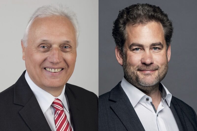 Zwei Portraits: links von Helmut Jäger von Solvis, rechts von Moritz Ritter von der Ritter Gruppe.
