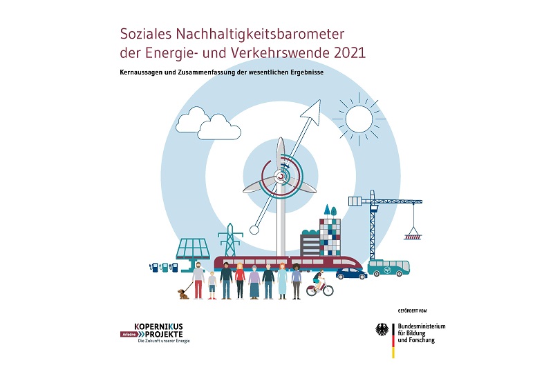 Zu sehen ist das Deckblatt: Das Soziale Nachhaltigkeitsbarometer der Energie- und Verkehrswende.