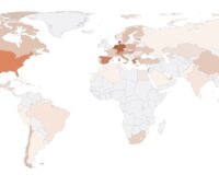 Im Bild eine Weltkarte mit der installierten PV-Leistung pro Kopf der Bevölkerung aus dem IEA-PVPS-Bericht zu den Trends bei den Photovoltaik-Anwendungen.