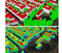 Zu sehen ist eine kleinräumige Solarpotenzialanalyse im Rahmen der IÖR-Studie über das Flächenpotenzial von Photovoltaik an Fassaden.