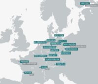Europakarte der Standorte von Energiequelle, inkl. des neuen Standortes in der Lausitz