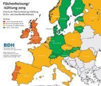 Zu sehen ist eine Europakarte mit den Marktanteilen der Flächenheizung in den europäischen Ländern.