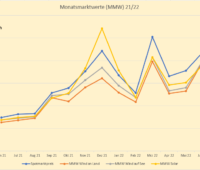 Grafik zeigt Entwicklung der Monatsmarktwerte im Jahresverlauf