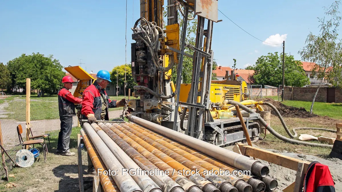 Bohrgestänge für eine Geothermie-Bohrung, NRW hat die Förderung für Geothermie-Projekte ausgebaut.