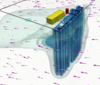 Grafik zeigt Gebäude und Erdsonden - Planung von oberflächennaher Geothermie