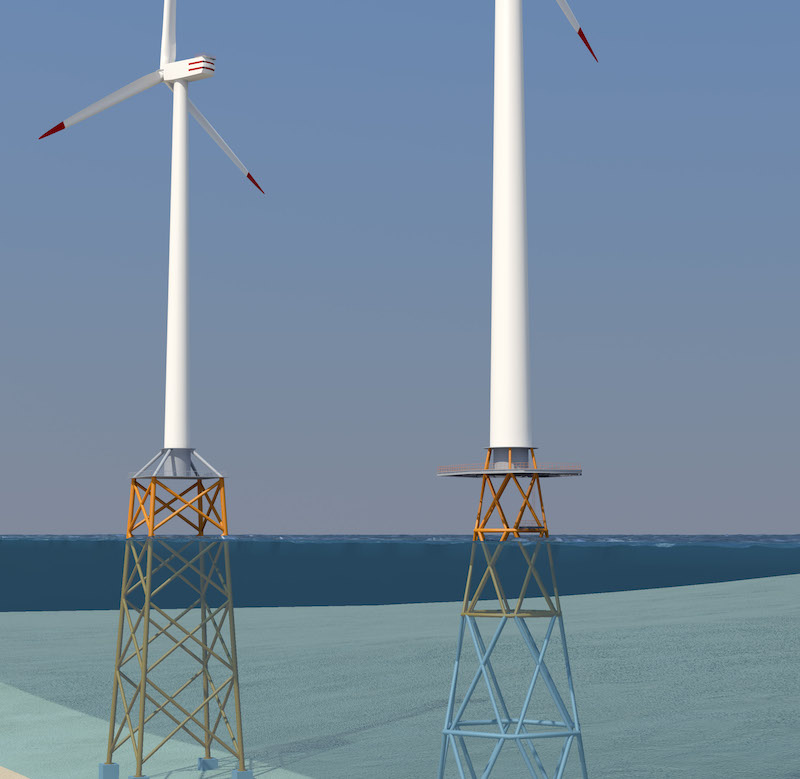 Offshore-Windenergie-Anlage mit Leichtbau-Gründung