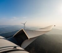 Blick von der Gondel einer Windkraftanlage, Windenergie im Süden Deutschlands hat es in den EEG-Ausschreibungen schwer.