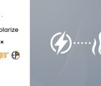 Eine Grafik mit den Logos von Solarize und Energy Pro und Symbolne für Strom und Wärme.