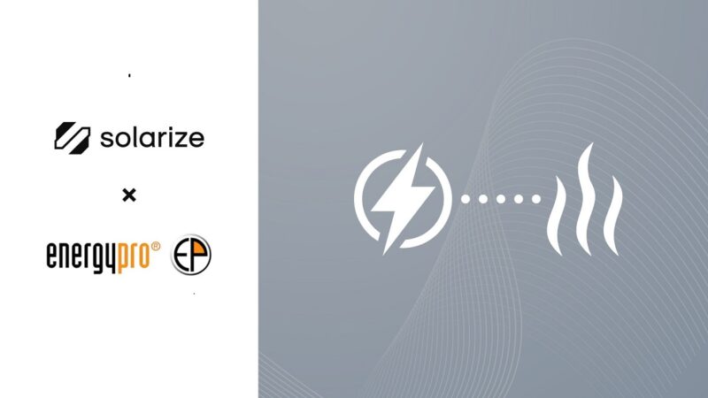 Eine Grafik mit den Logos von Solarize und Energy Pro und Symbolne für Strom und Wärme.