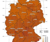 Zu sehen ist eine Deutschland-Karte mit der Sonneneinstrahlung in Deutschland im März 2026.