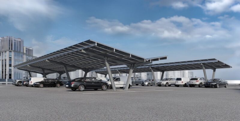 Die Variante V des Photovoltaik-Montagesystem für Carports stellt K2 Systems auf der Intersolar 2026 neu vor.