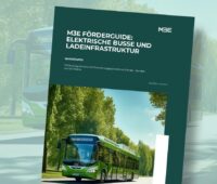 Im Bild das Cover vom M3E-Förderguide: Elektrische Busse und Ladeinfrastruktur, neue Bundesförderung für E-Busse ist Schwerpunkt.