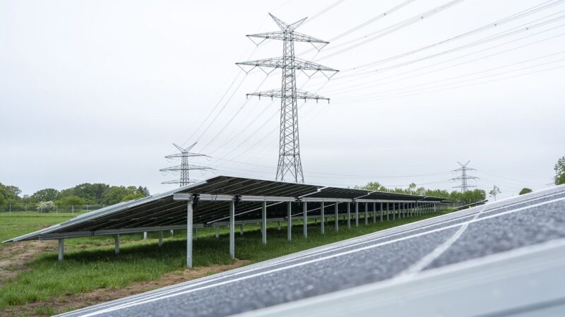 Solarmodule mit einem Photovoltaik-Montagesystem aus emissionsarmem Stahl im Solarpark Krukow von Vattenfall.