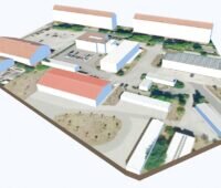 Eine Grafik zeigt 3D-Gebäudemodelle von Rexplorer, die in die Photovoltaik-Planungssoftware PV*Sol premium von Valentin Software importiert wurden.