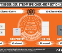 Eine Grafik zeigt die Testsieger der Stromspeicher-Inspektion 2026.