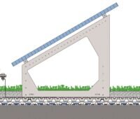 Ein Schema zeigt den PVT Wärmepumpenkollektor von Consolar mit dem Solarvert-Montagesystem für die Anwendung auf Gründächern von Zinco.