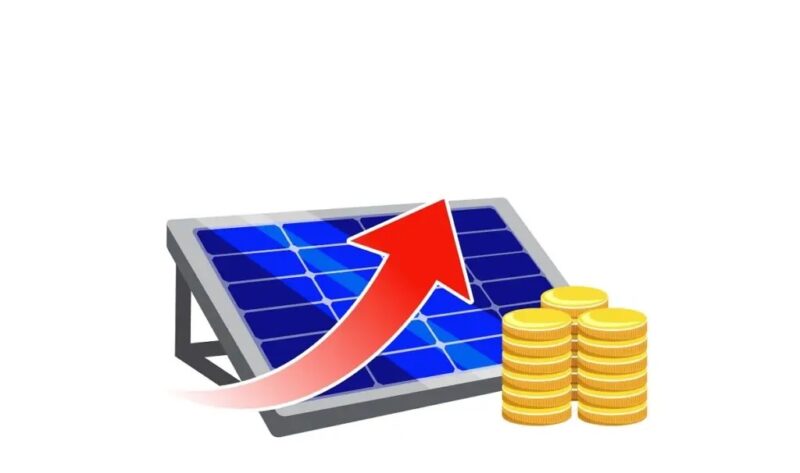 Zu sehen ist eine symbolische Darstellung der Preise für Photovoltaik-Module im August 2021.