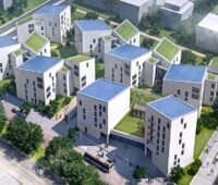 Zu sehen ist eine Animation der Wohntürme von Future Living Berlin.