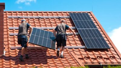 Im Bild eine Photovoltaik-Anlage, beim Sunfarming Konzept kombiniert Sunvigo die Solaranlage mit einem Solarstromvertrag.