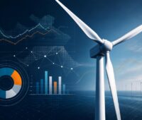 Windenergieanlage und Diagramme, laut Node Energy müssen Betreiber für Redispatch-Abregelungen für Windparks und Photovoltaik-Solarparks immer häufiger Geld zahlen.