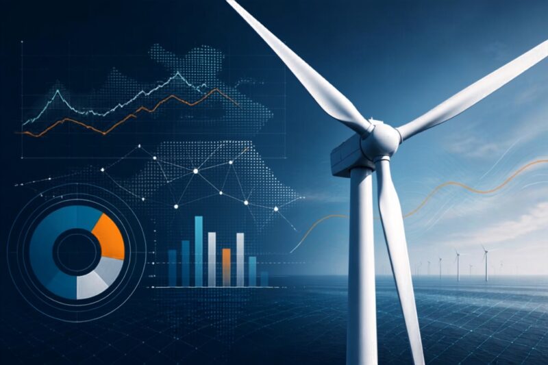 Windenergieanlage und Diagramme, laut Node Energy müssen Betreiber für Redispatch-Abregelungen für Windparks und Photovoltaik-Solarparks immer häufiger Geld zahlen.