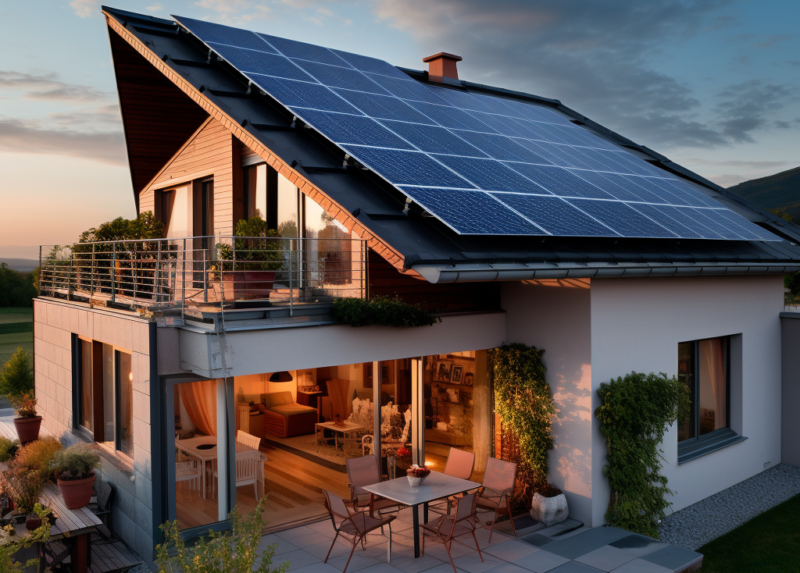 Ein Haus mit Photovoltaik-Anlage, PV-Direktvermarktung, Energy Sharing und Flexibilitätsvermarktung bieten Neue Geschäftsmodelle für Stadtwerke.