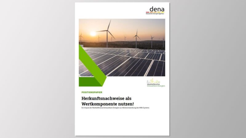 Titelbild des Positionspapiers für die Reform der herkunftsnachweise für erneuerbare Energien