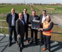 Im Bild Offizielle beim Baustart für Deutschlands größte Solarthermie-Anlage in Leipzig.