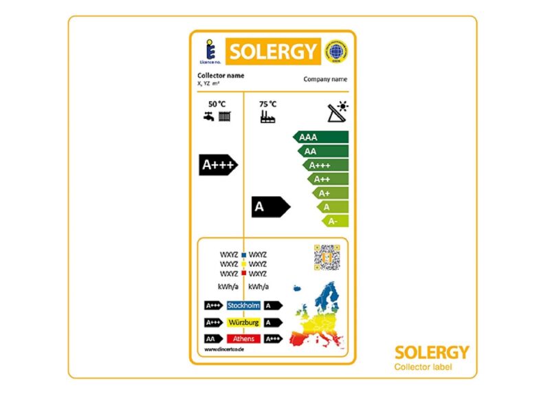 Zu sehen ist das Solarkollektor-Label Solergy.