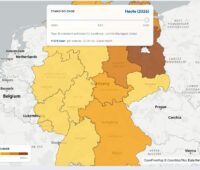 Eine Deutschland-Karte mit der installierten Solarleistung und den Photovoltaik-Anlagen in den Landkreisen, Brandenburg hat die höchste Solarleistung pro Kopf.