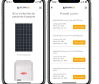Zu sehen ist die Photovoltaik-Ersatzteil-App von SecondSol