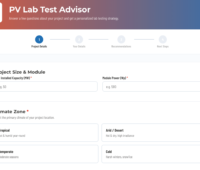 Eingabemaske zur Konfiguration eines PV-Projektes in der Prüfungssoftware PV Lab Test Advisor.
